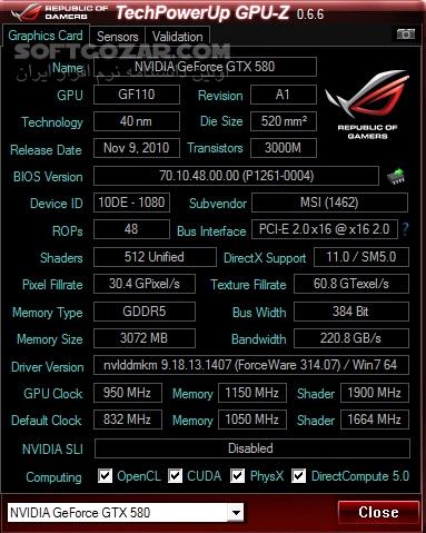 دانلود GPU-Z 2.65.1 + ASUS ROG - دانلود مشخصات کارت گرافیک - سافت گذر