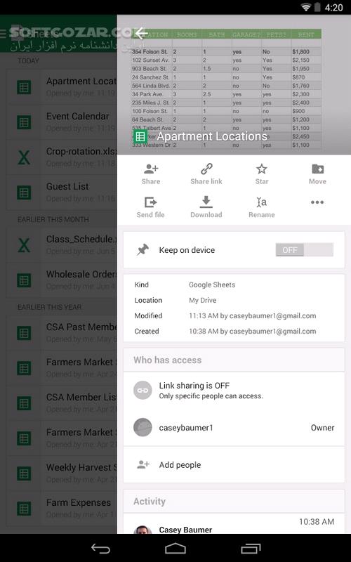 دانلود Google Sheets 1.25.182.00.90 For Android +8.0 - دانلود گوگل شیتز برای اندروید - سافت گذر