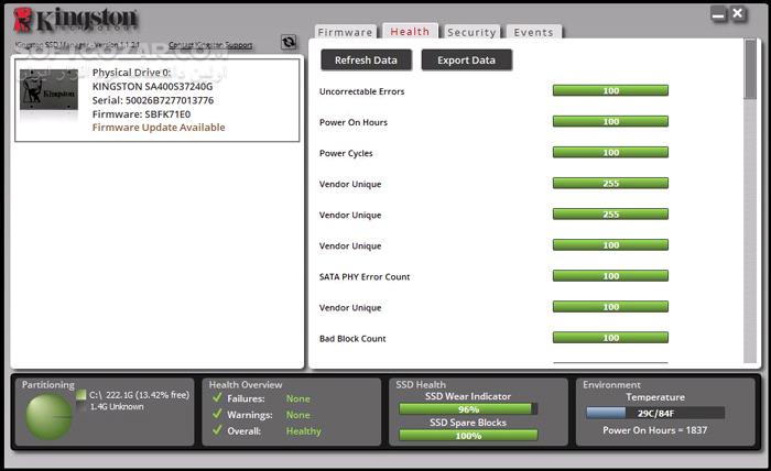 دانلود Kingston SSD Manager 1.5.5.3 - دانلود مدیریت درایوهای اس اس دی - سافت گذر