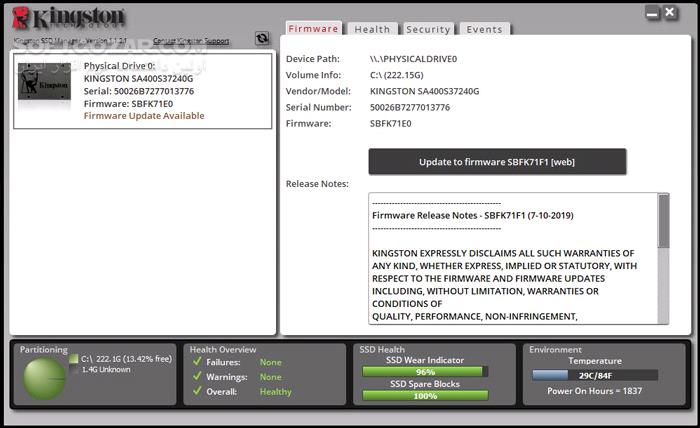 دانلود Kingston SSD Manager 1.5.5.3 - دانلود مدیریت درایوهای اس اس دی - سافت گذر