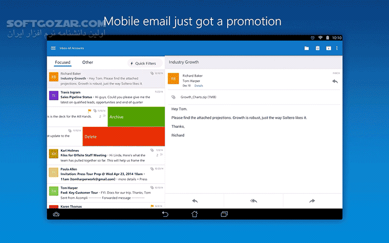 دانلود Microsoft Outlook 4.2517.1 for Android +9.0 - دانلود مایکروسافت اوت لوک اندروید برای اندروید - سافت گذر