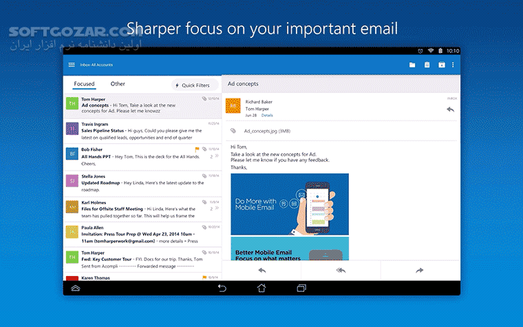 دانلود Microsoft Outlook 4.2517.1 for Android +9.0 - دانلود مایکروسافت اوت لوک اندروید برای اندروید - سافت گذر