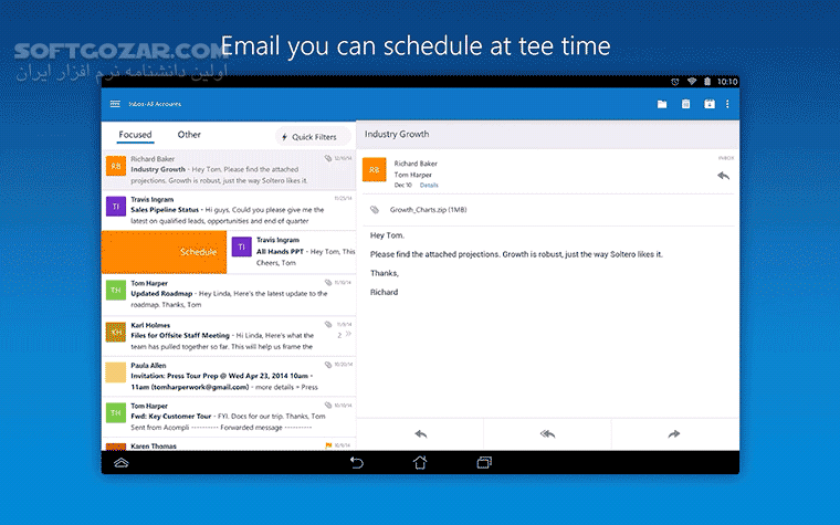 دانلود Microsoft Outlook 4.2517.1 for Android +9.0 - دانلود مایکروسافت اوت لوک اندروید برای اندروید - سافت گذر