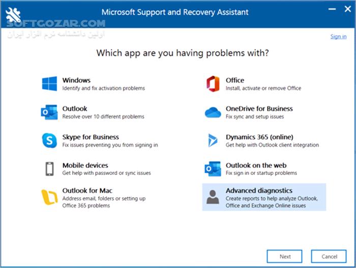 دانلود Microsoft Support and Recovery Assistant 17.01.2176.000 - دانلود رفع مشکلات ویندوز - سافت گذر