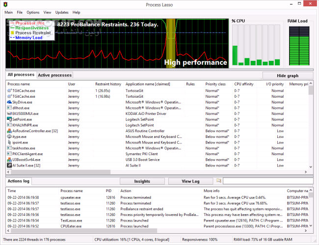 دانلود Bitsum Process Lasso Pro 15.1.0.50 - دانلود مدیریت برنامه های در حال اجرا - سافت گذر