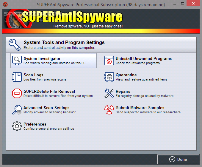 دانلود SUPERAntiSpyware Professional X 10.0.1274 + Offline Update - دانلود ضد جاسوس سوپر آنتی اسپایور - سافت گذر