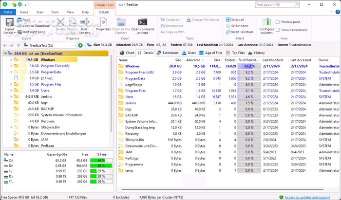 دانلود TreeSize Professional 9.1.3.1877 - دانلود مدیریت فضای هارد کامپیوتر - سافت گذر