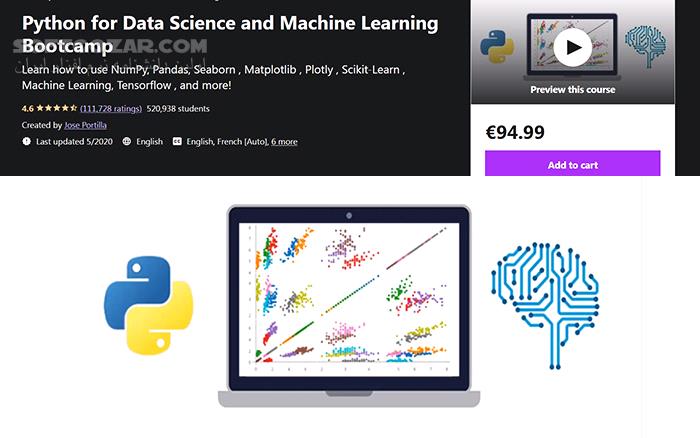 دانلود Udemy - Python for Data Science and Machine Learning Bootcamp - دانلود دوره آموزش علم داده و یادگیری ماشین در پایتون - سافت گذر