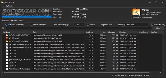 دانلود WizTree 4.18 Enterprise - دانلود شناسایی فایل ها و پوشه های حجیم - سافت گذر